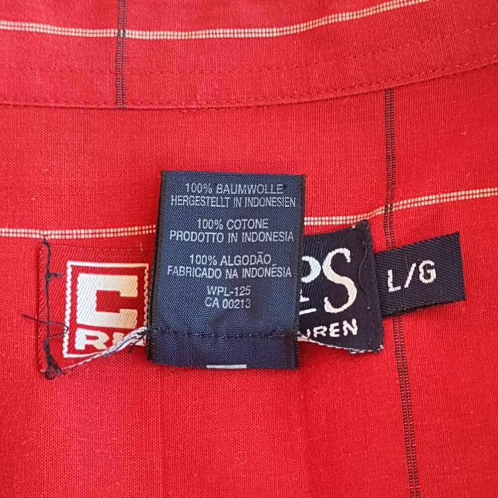 Vintage Ralph Lauren Chaps Mens Shirt Sz Large Windowpane Plaid Flag Logo - Picture 12 of 12